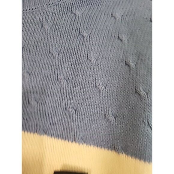 Calvin Klein Jeans Womens Mock Neck Cream & Blue Sweater Sz L - Picture 6 of 9